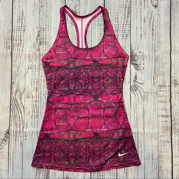 Nike Tops - Nike Dri-Fit Pink and Black Geometric Fitted Tank.  Size Small.